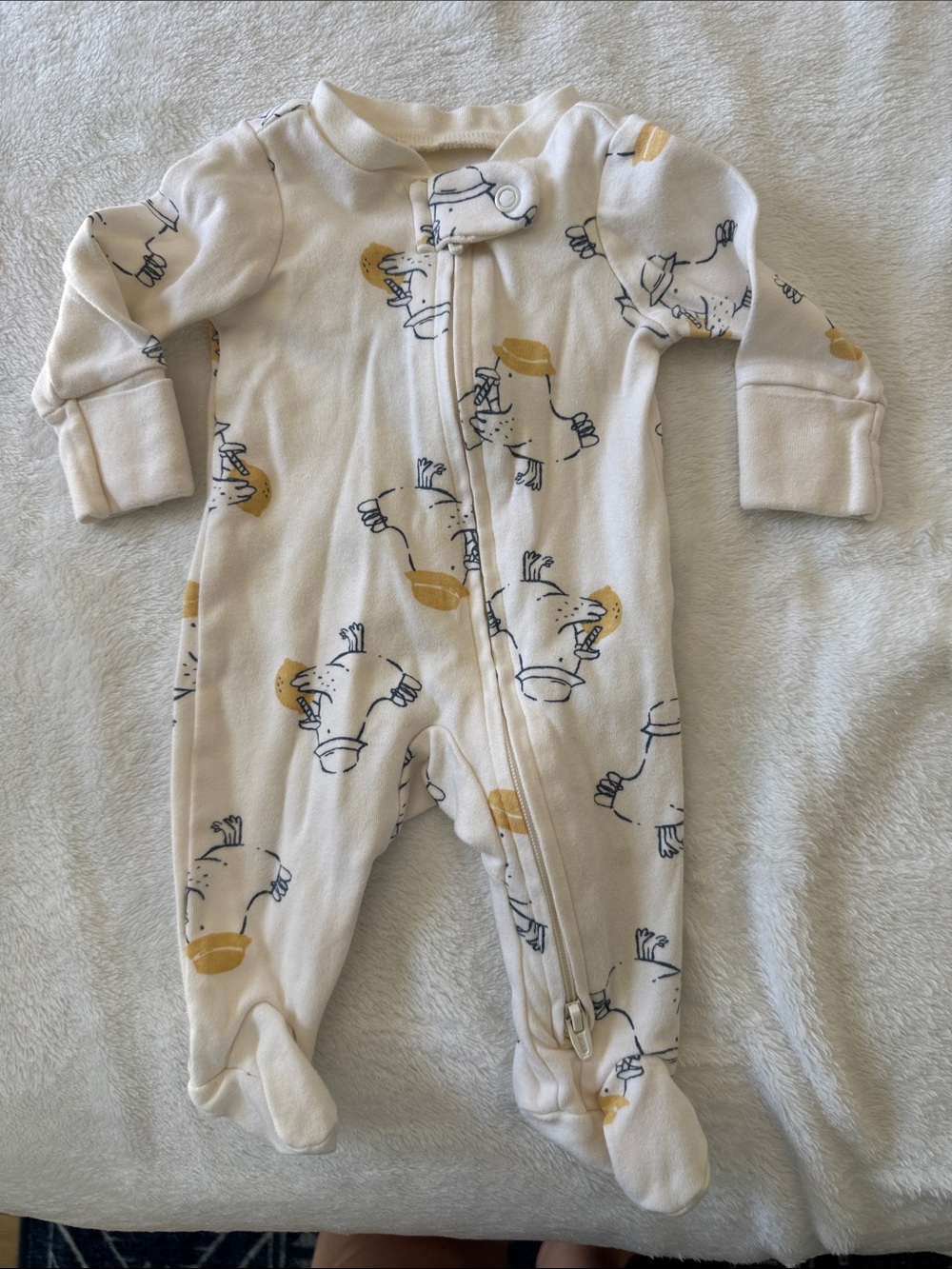 Carter's PREMIE Cream Footed One-Piece with Yellow Duck Accents